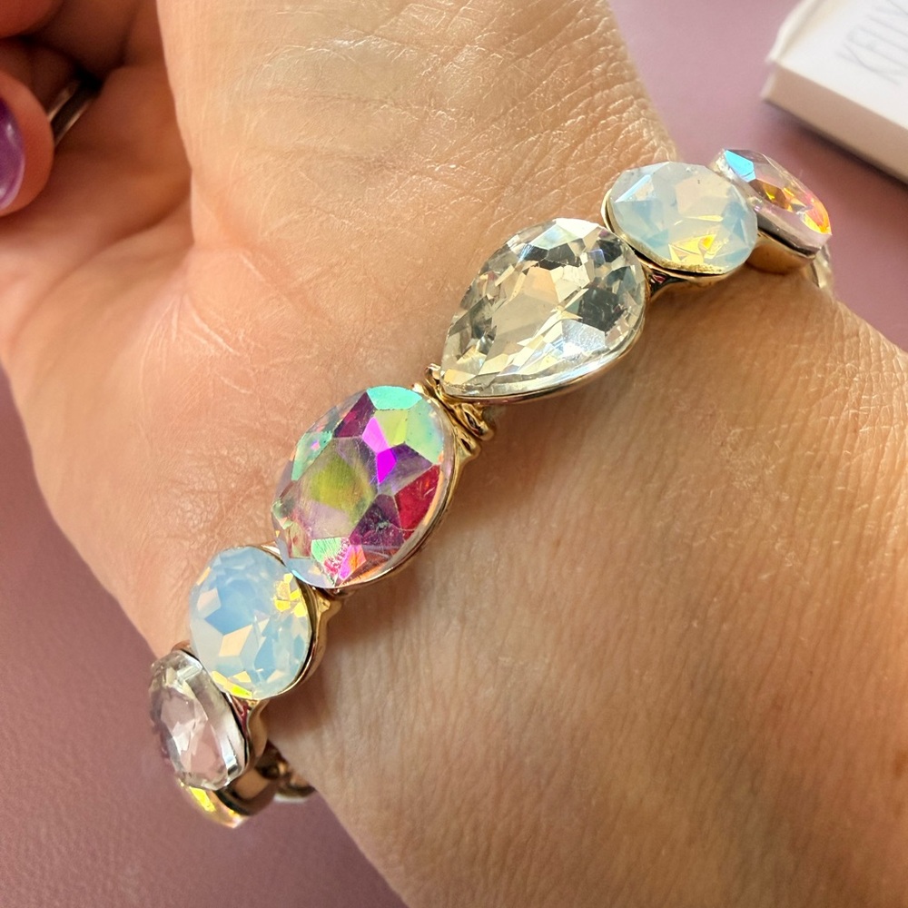 Stretch Bracelet - Iridescent White, clear and AB crystals